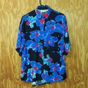 Floral Blue and Red Men's Shirt